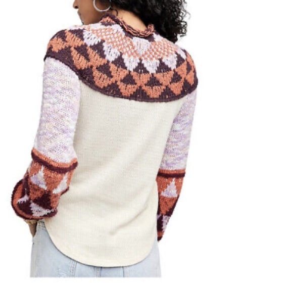 Free People | Swit The Small Stuff Mock Neck Fair Isle Sweater Small Femm Combo - Picture 3 of 12